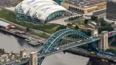 Getty Images Aerial shot of the Tyne Bridge with Gateshead Quays in the background