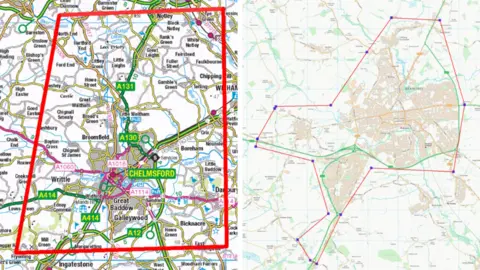 Essex Police Maps showing where the dispersal orders would be in place