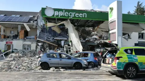 BBC Picture of the damage to the Applegreen Station