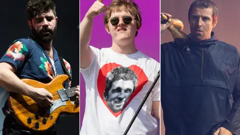 Getty Images Yannis Philippakis, Lewis Capaldi and Liam Gallagher