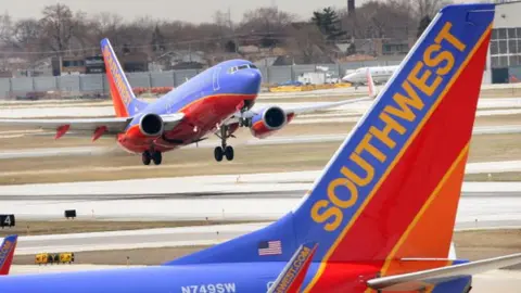 Getty Images A Southwest Airlines jet takes off at Midway Airport in Chicago