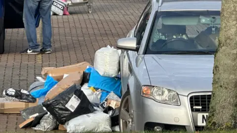 BBC Parcels are stacked on the floor