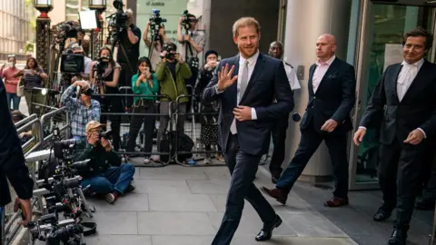 PA Media Prince Harry departs the High Court