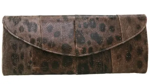 Camille Thiebaut Brown dotted Wolfish leather purse