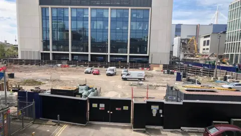 Councillor Joel Williams Cardiff bus station under construction