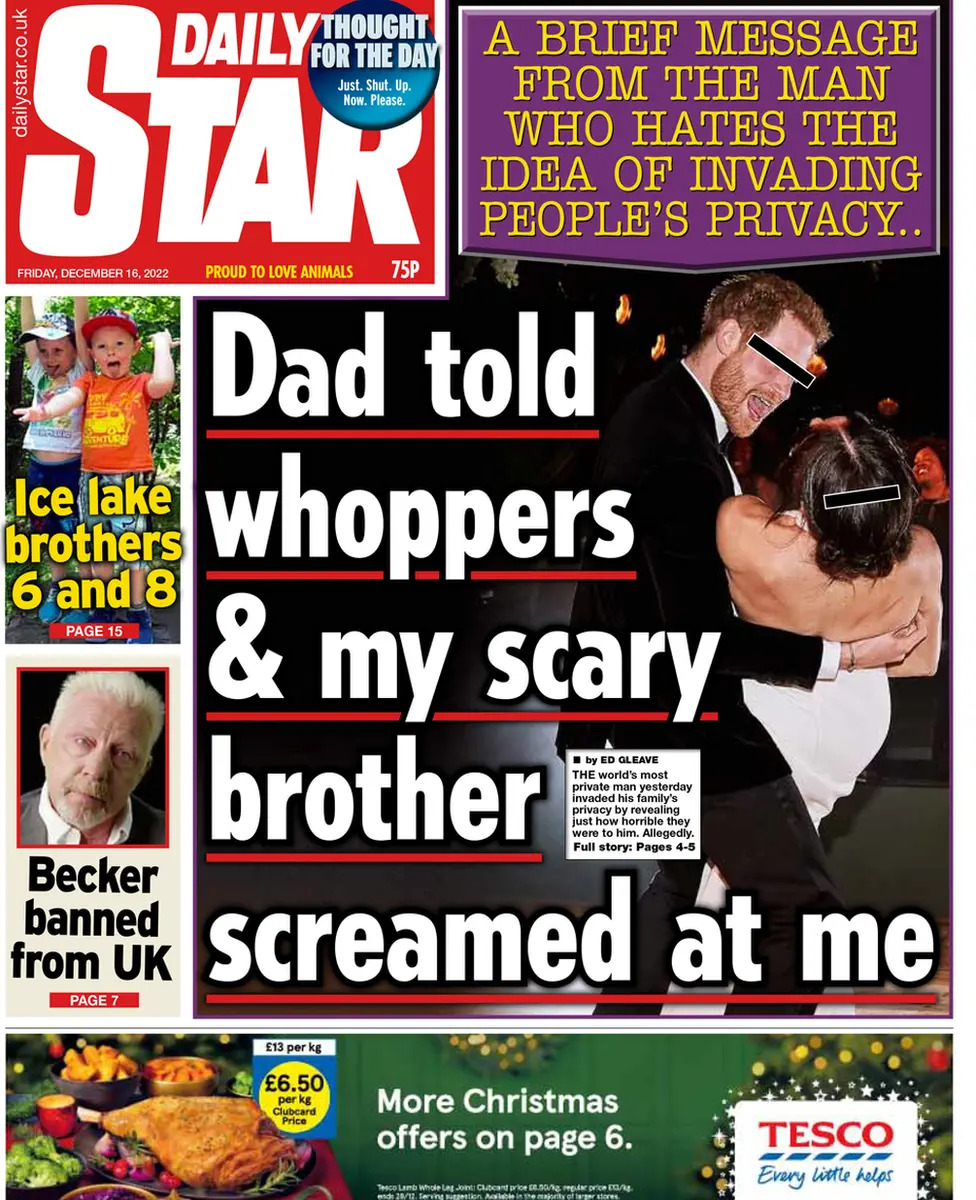 The Daily Star front page.
