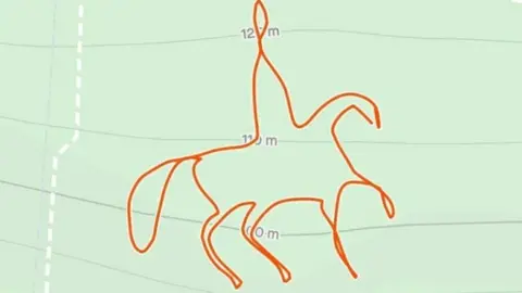 Dorset Council Image of the White Horse produced by the rangers sent to the site as they tracked their progress via GPS.