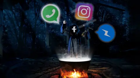 Getty Images Facebook apps being mixed together over a cauldron