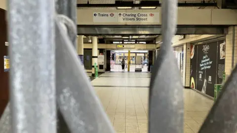 BBC Embankment station gates closed