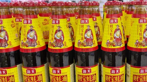 Getty Images Bottles of oyster sauce produced by Foshan Haitian Flavoring & Food Co., Ltd at a supermarket at Wanda Plaza in Beijing, China.