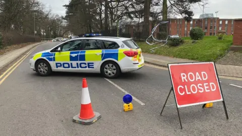 Leicester Media Online Police car outside the hospital