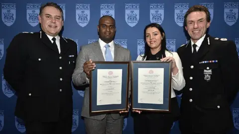 Thames Valley Police Dept Ch Cons John Campbell, Saliya Rajapakse, Ewelina Marselek and Ch Cons Francis Habgood