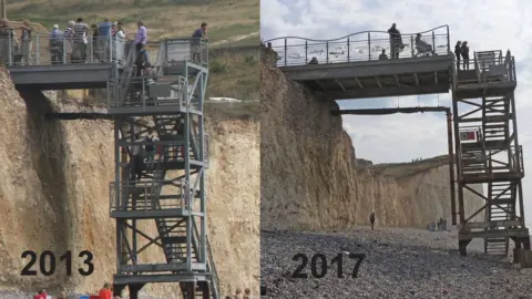 Wealden District Council An image showing the extent of the erosion in the past few years