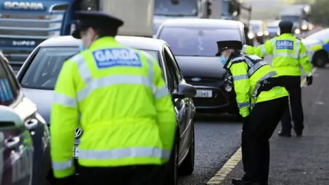 Brian Lawless/PA wire Garda checkpoints were set up when level three restrictions were imposed in early October