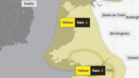 Met Office map of weather warning