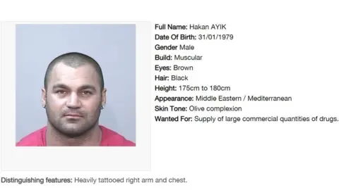 NSW Police Screenshot of website shows his details listed on Most Wanted list entry on NSW website