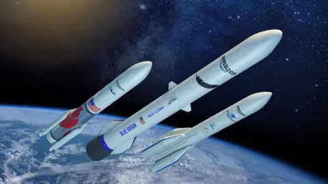 AMAZON PROJECT KUIPER Artwork of rockets