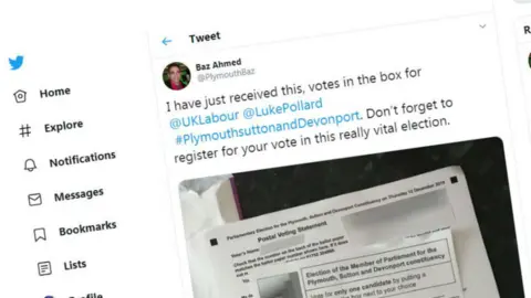 Twitter Postal vote tweet