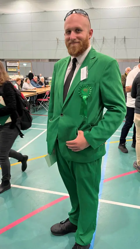 Jack Vickers in a green suit