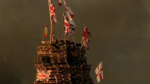 Flags were also burnt on a bonfire on the outskirts of the Creggan estate