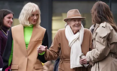 PA Media Joely Richardson (second left) and Vanessa Redgrave (second right) arrive for a memorial service to honour and celebrate the life of fashion designer Dame Vivienne Westwood at Southwark Cathedral, London