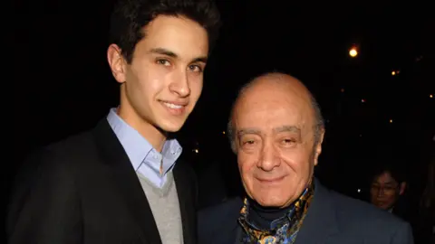 Getty Images Mohamed Al Fayed (right) and his son Omar Al Fayed (left) in London in 2007.