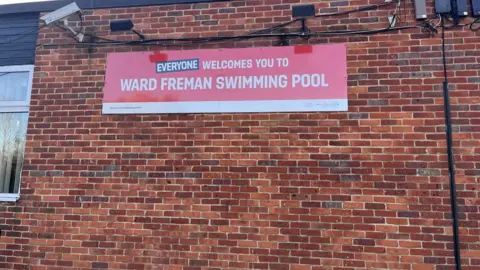 Nicola Haseler/BBC Outside of Ward Freman swimming pool