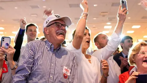 Reuters Supporters react to Republican U.S. Senate candidate JD Vance at his election party after winning the primary in Cincinnati,