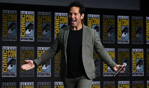 AFP via Getty Images Paul Rudd, who plays Ant-Man, on stage at Comic-Con in San Diego