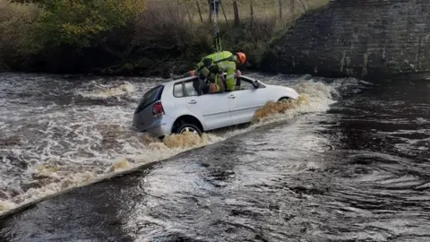 CDDFRS Car in river and rescue being carried out