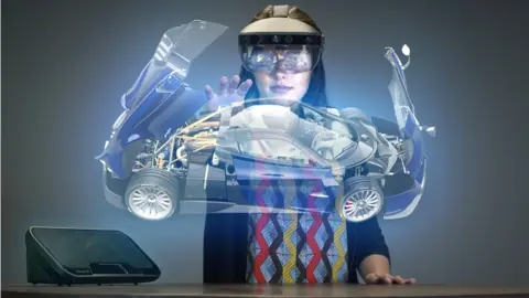 Ultrahaptics Woman manipulating virtual car