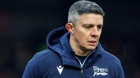 Sale Sharks head coach Paul Deacon pictured on the touchline