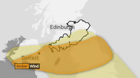 Met Office Warning map issued at 17:00-ish