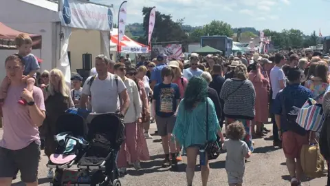 Large crowds at the showground in Shepton Mallet