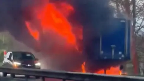 Lorry fire in South Yorkshire