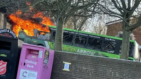 Jack Brown/Sam Law A Go North East bus on fire