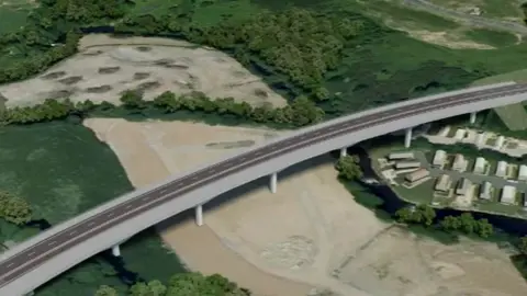 Welsh Government Computer generated image of one bridge for the Bontnewydd bypass