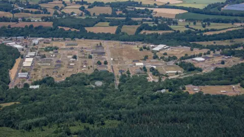 Getty Images Aerial view of the Royal Ordnance Factory, Glascoed, this BAE Systems site is located on in the Usk valley, on the eastern tip of Glascoed village,