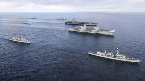 Royal Navy US and Royal Navy ships off Scotland