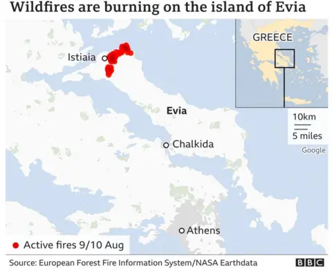 Greece fires map