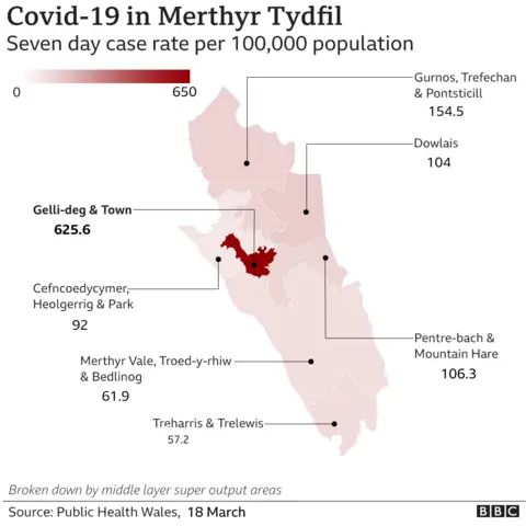 Map of Merthyr cases