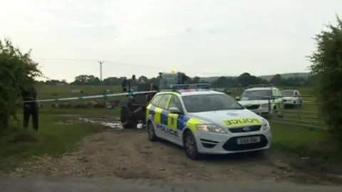 BBC Police cordon at Goodwood air crash