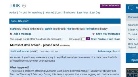 Mumsnet Mumsnet breach message