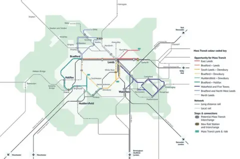 WYCA Map of the potential routes