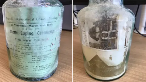 Two images of the time capsule