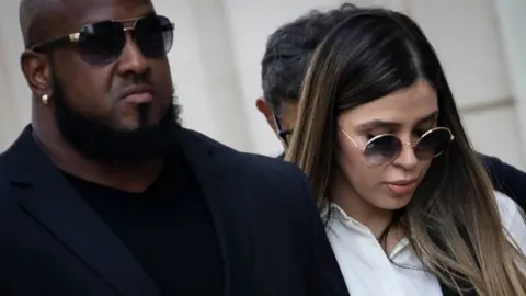 Getty Images Emma Coronel Aispuro leaves court in New York on 12 February 2019