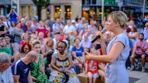 Katharina Schulze Ms Schulze addresses a crowd