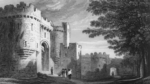 Hulton Archive The entrance to Beaumaris Castle, from the mid-18th Century