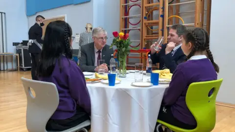 Mark Drakeford at Ysgol Maes y Felin, Holywell