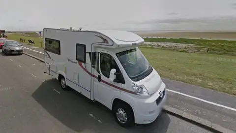 Google Motorhome parked on the promenade in Lytham St Annes